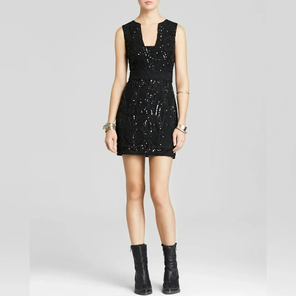 FREE PEOPLE Snake Charmer Bodycon Dress‎ in Black - Picture 1 of 13